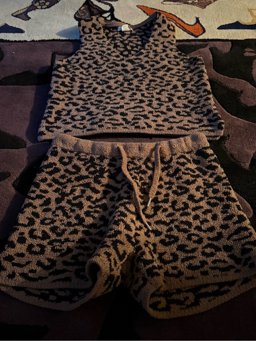 cupcakes & cashmere Brown and Black Leopard Knit Tank & Shorts Set
